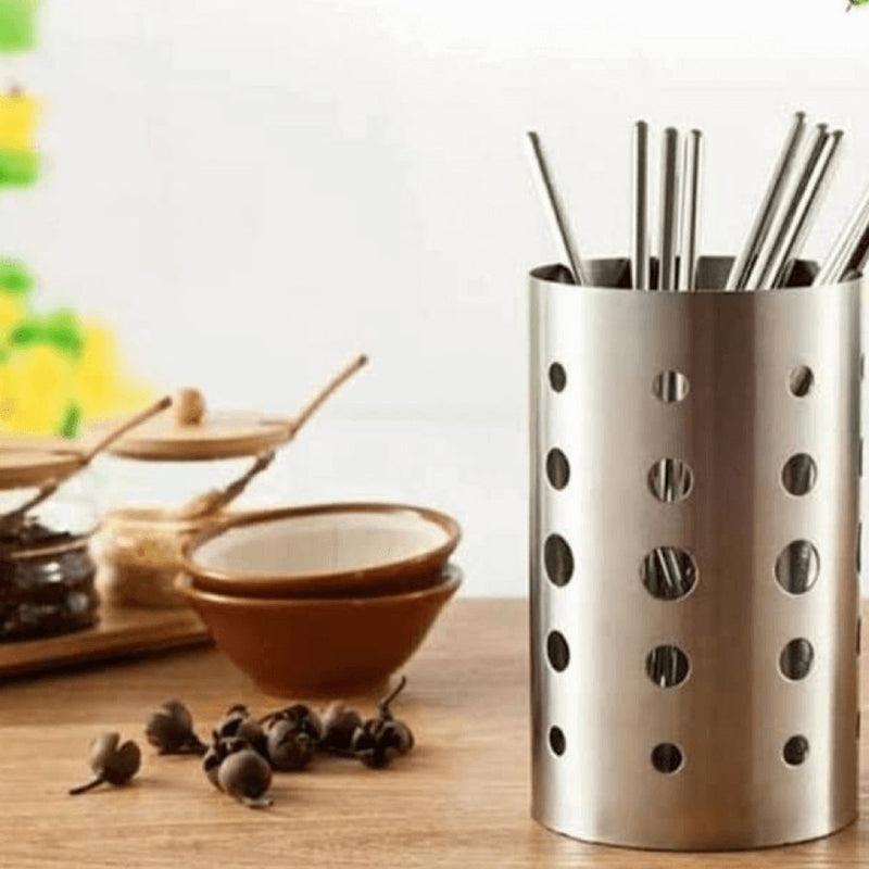 Stainless Steel Kitchen Utensil Holder and Strainer - Cupindy