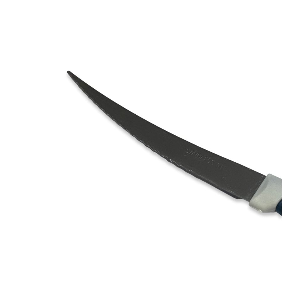 Stainless Steel Serrated Knife - Blue and Silver - Cupindy