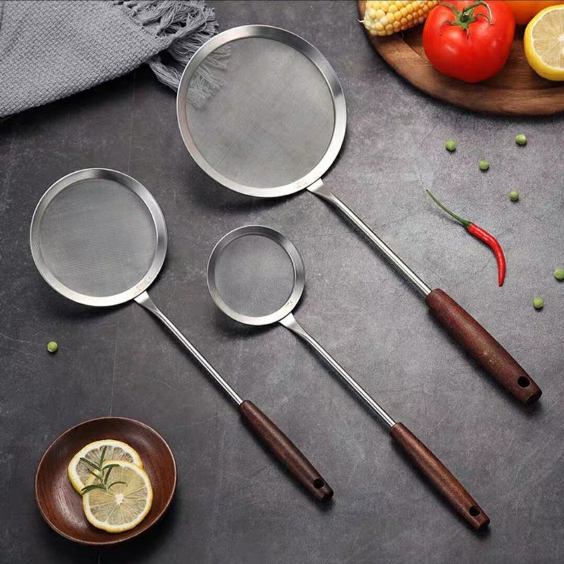Stainless Steel Skimmer Spoon With Wooden Handle - Small - Cupindy