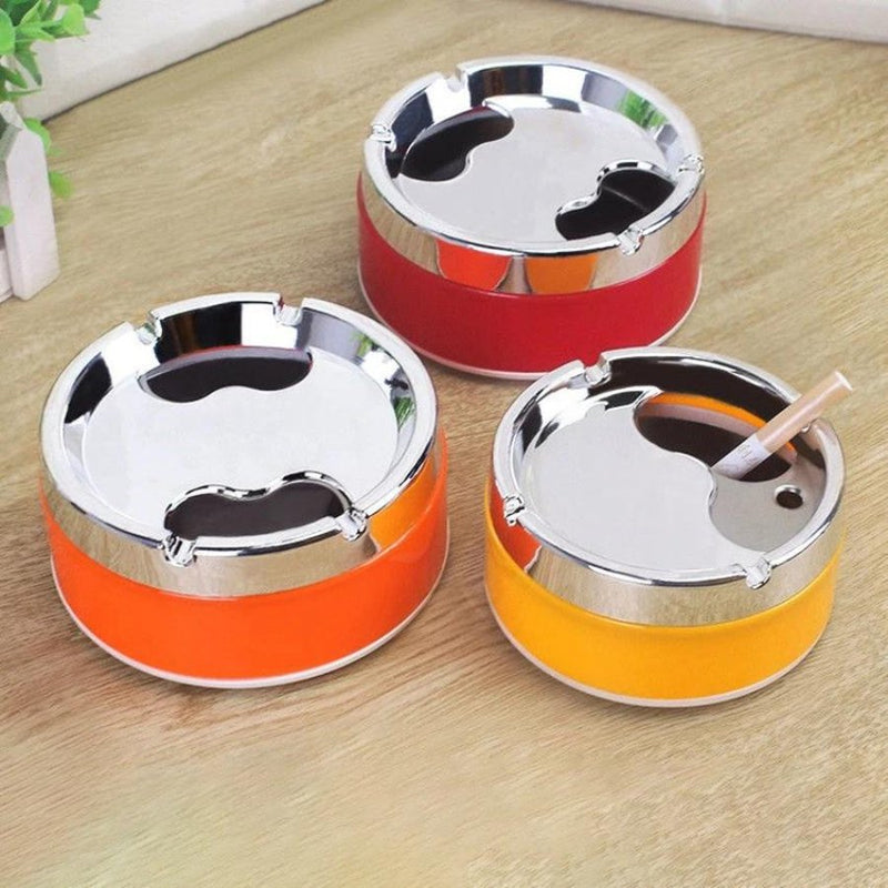 Stainless Steel Windproof Ashtray with Rotating Lid - Cupindy