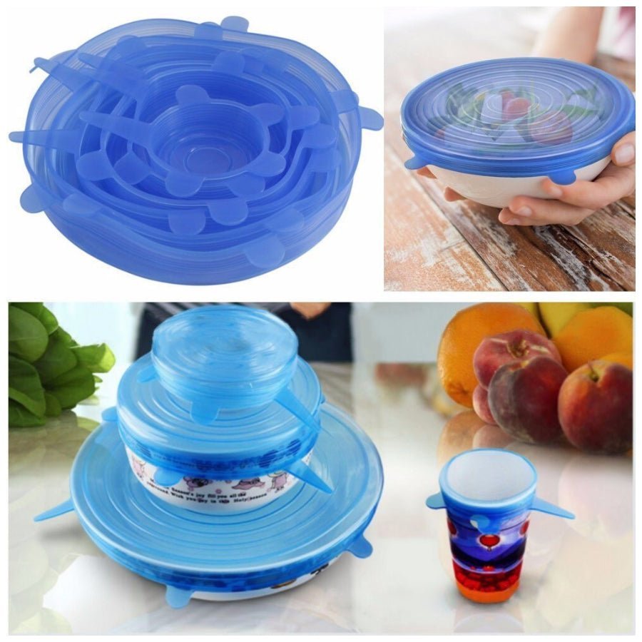Super Stretch Silicon Lids, Set of 6 Pcs - Multi Colors - Cupindy