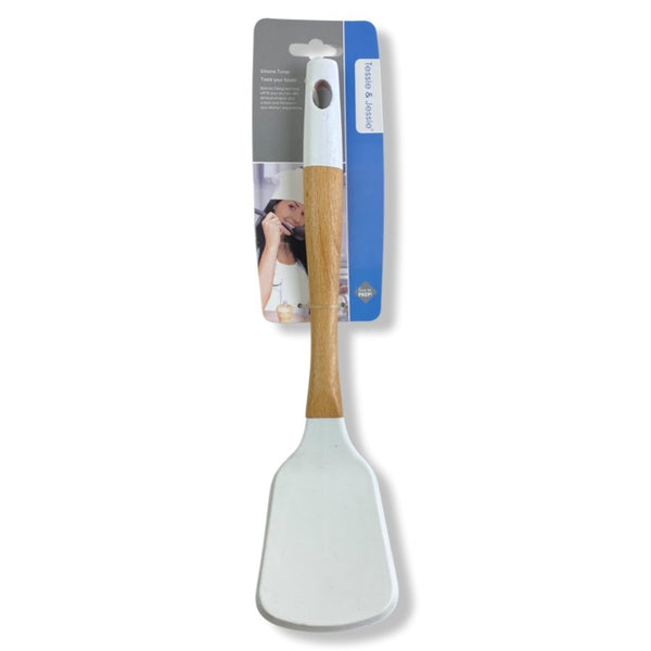 Tessie & Jessie Silicone Kitchen Turner With Wooden Handle, SK-3240 - Cupindy