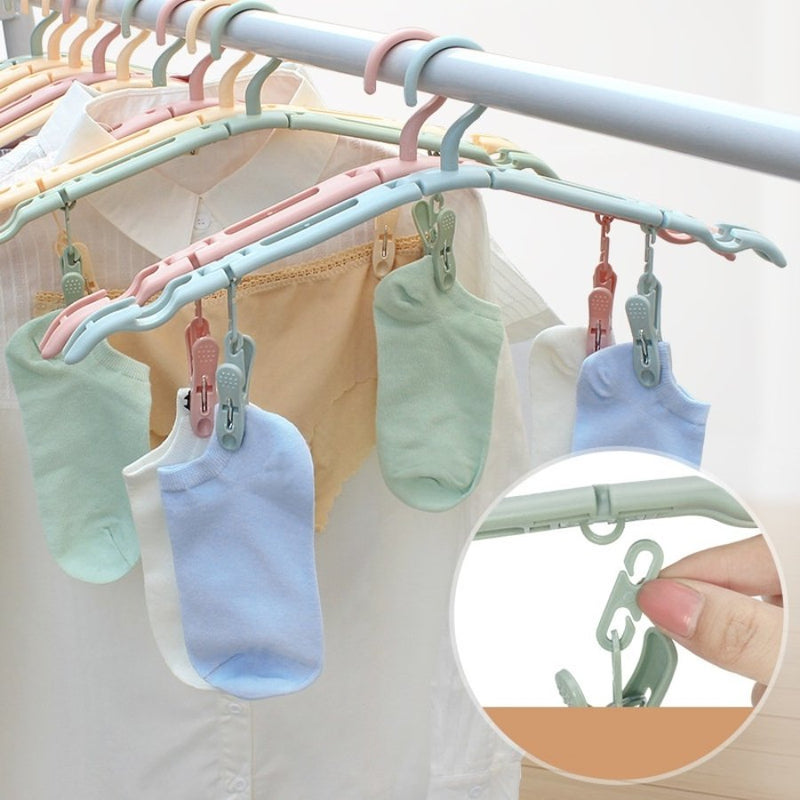 Travel Clothes Hanger Foldable Shape, 2 Clips - 1 Piece - Cupindy
