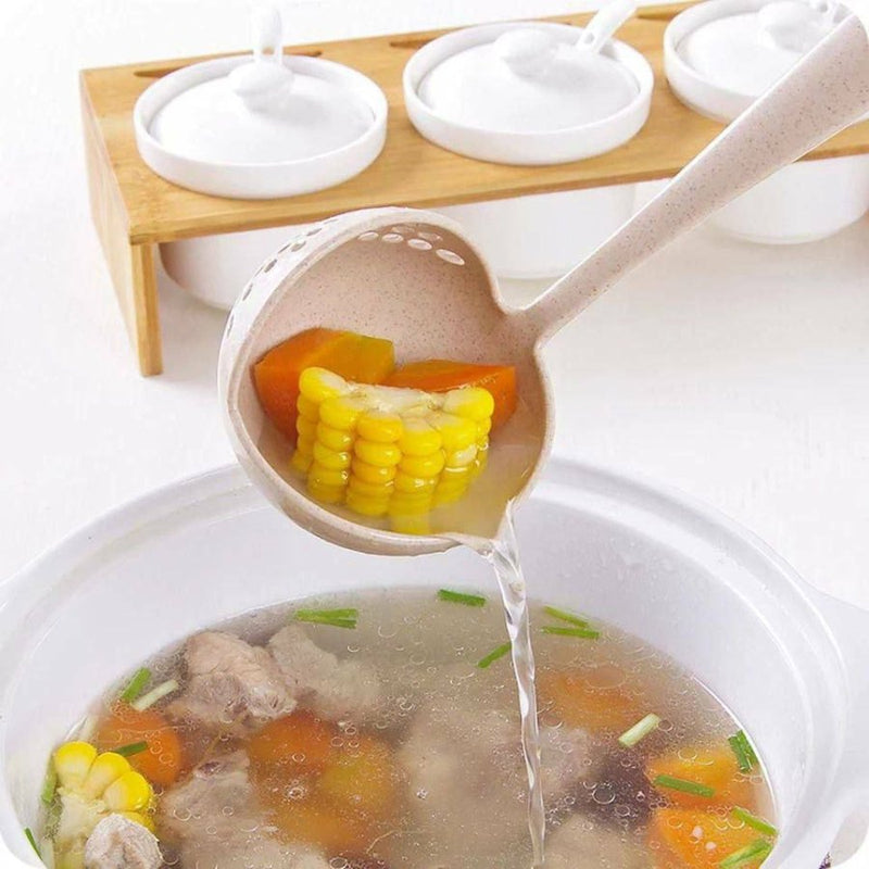 Two in One Plastic Spoon Slotted Spoon Soup Ladle Hot Pot Spoon - Cupindy