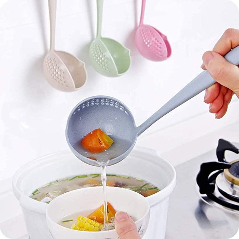 Two in One Plastic Spoon Slotted Spoon Soup Ladle Hot Pot Spoon - Cupindy