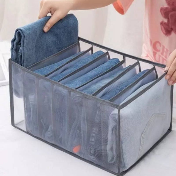 Wardrobe Clothes Organizer, Jeans Compartment Storage Box - Cupindy