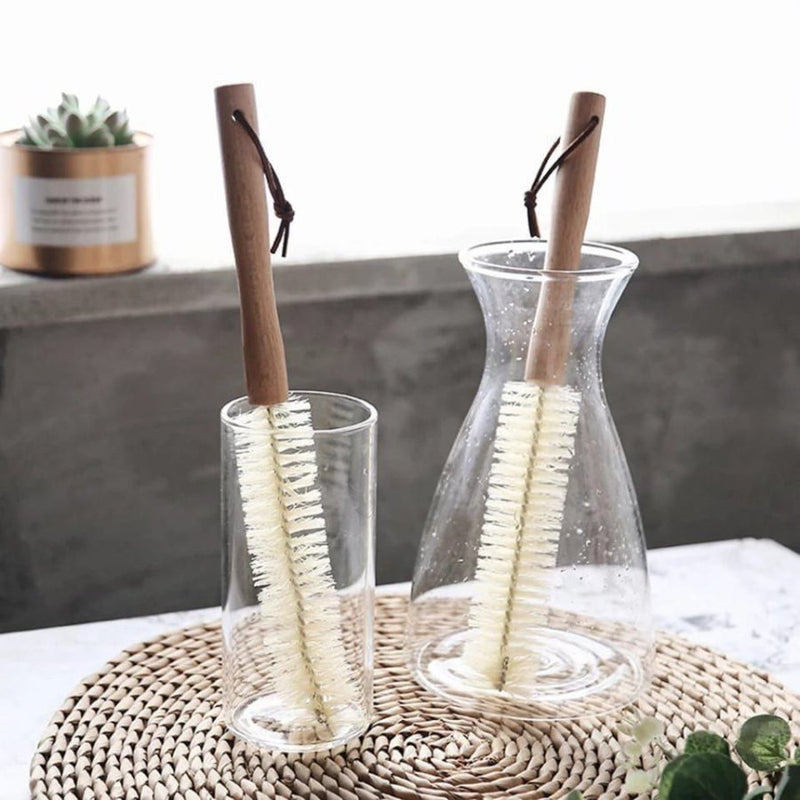 Wooden Brush Cup and Glass Bottle - Cupindy