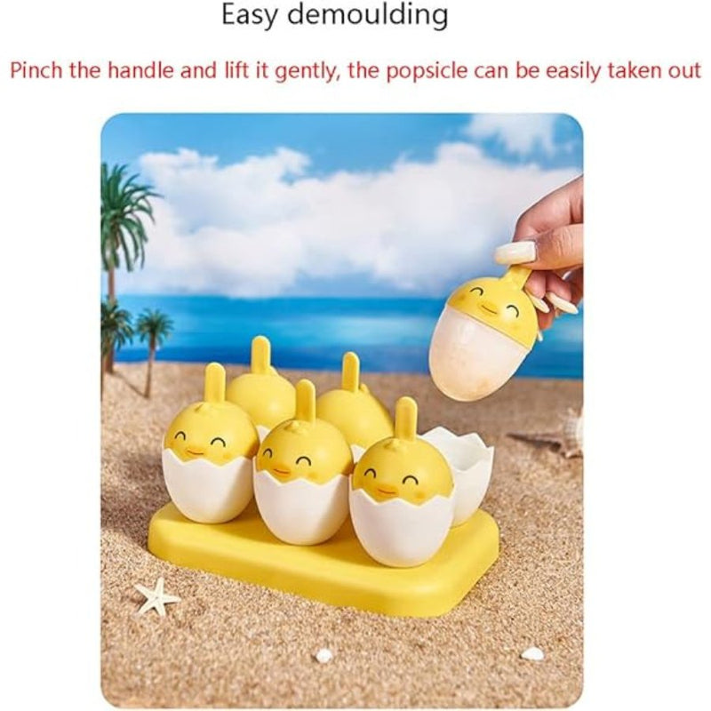 Yellow Duck 6 Grid Cute Chicken Popsicle Ice Cream Mold - Cupindy