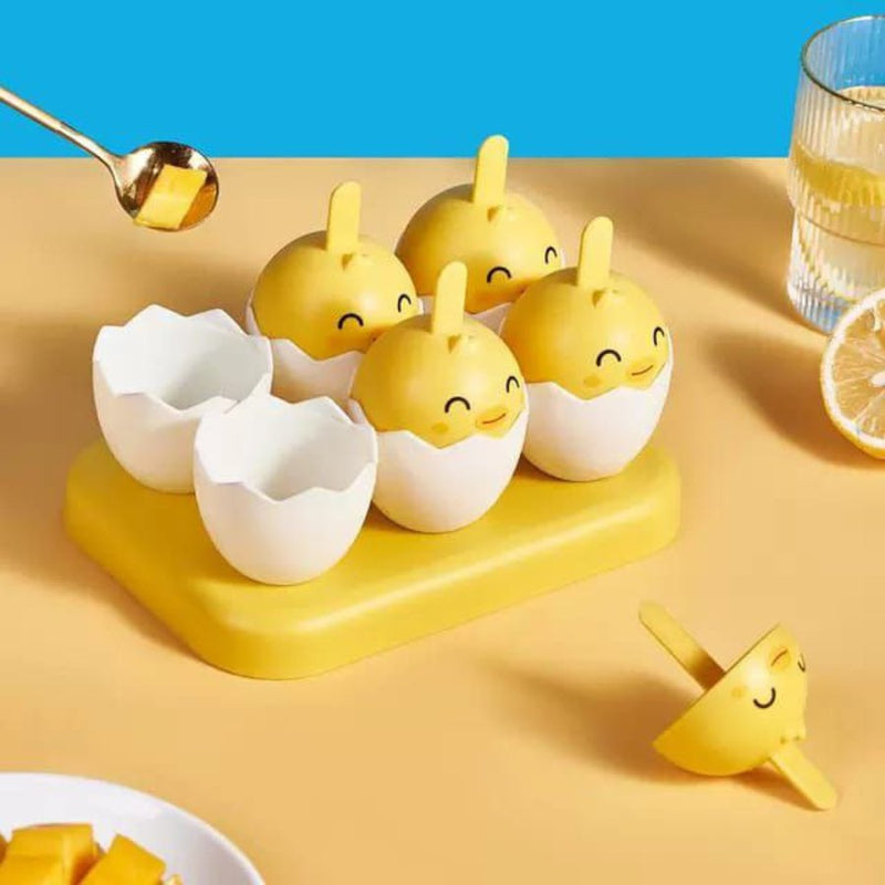 Yellow Duck 6 Grid Cute Chicken Popsicle Ice Cream Mold - Cupindy