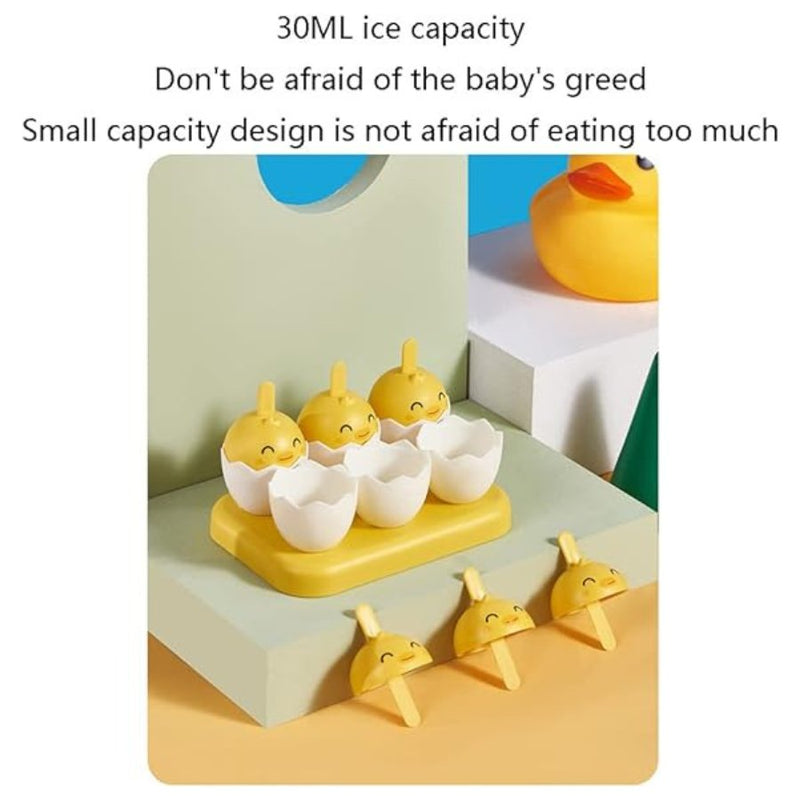 Yellow Duck 6 Grid Cute Chicken Popsicle Ice Cream Mold - Cupindy