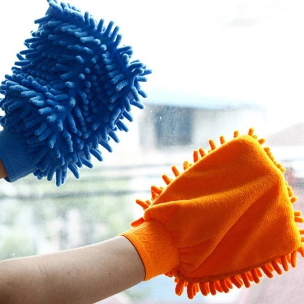 YQ Microfiber Gloves With Wash Scrubber For Cleaning - Multi Colors - Cupindy
